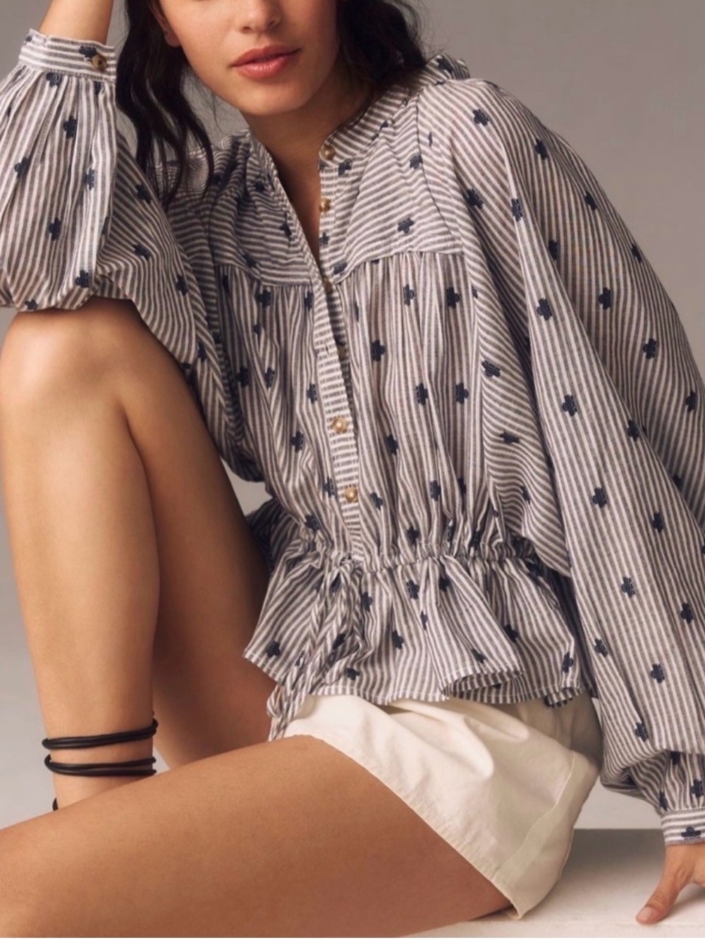 Anthropologie Pilcro Sidney Batwing Blouse: Cinched Waist Edition XL